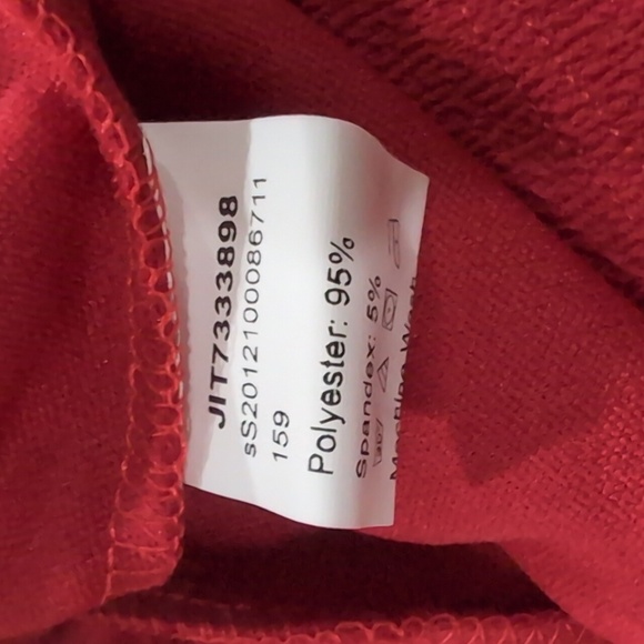 SHEIN Red Short Sleeve High Neck Zip Back Peplum Hem Blouse Size Medium - Picture 8 of 9